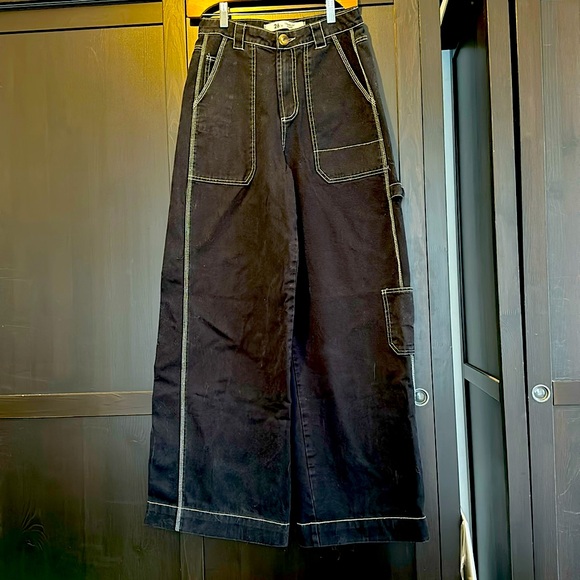 High Waist Black Wide-Leg Jeans size 26 - Picture 1 of 6